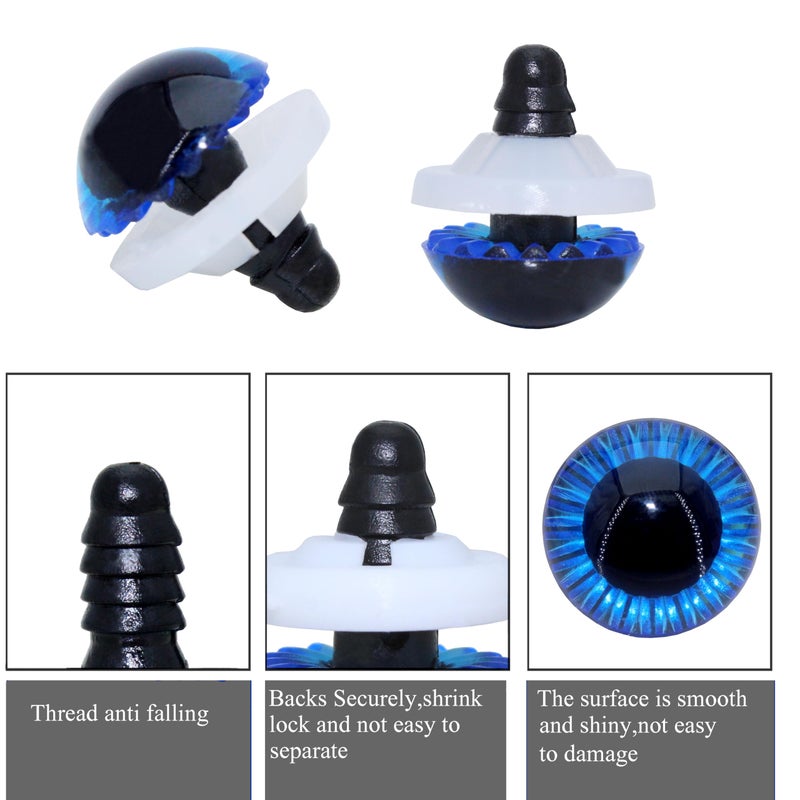 ARTCXC 50Pcs 15mm 5Colors Plastic Safety Eyes Craft Eyes with Sturdy Washers for Crocheting Doll, Puppet, Plush Animal DIY Making - Image 3